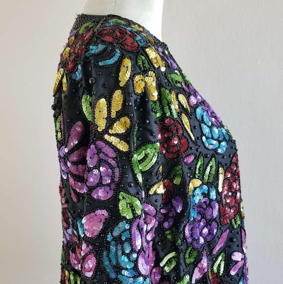 VTG 80s Scala Bead + Sequin Bolero Jacket - Picture 8 of 14